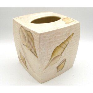 Croscill Tissue Box Cover Opalescent Beach Haven Hand Painted Shells Resin Decor